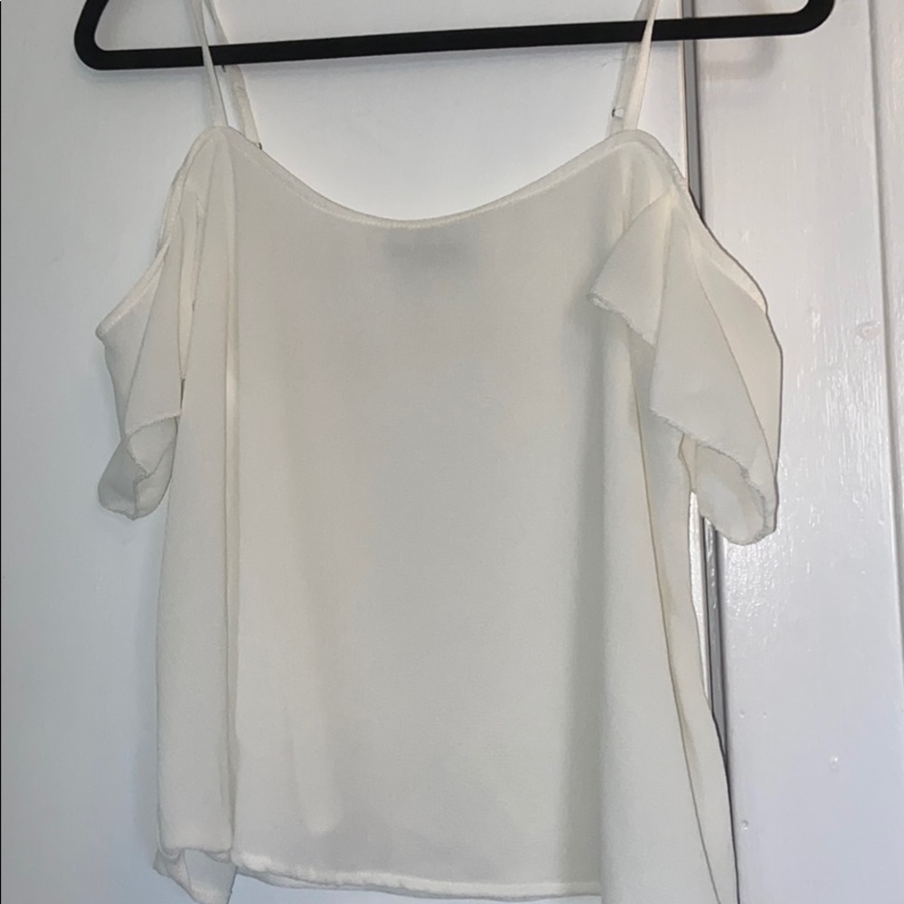 never been worn!! white cold shoulder top